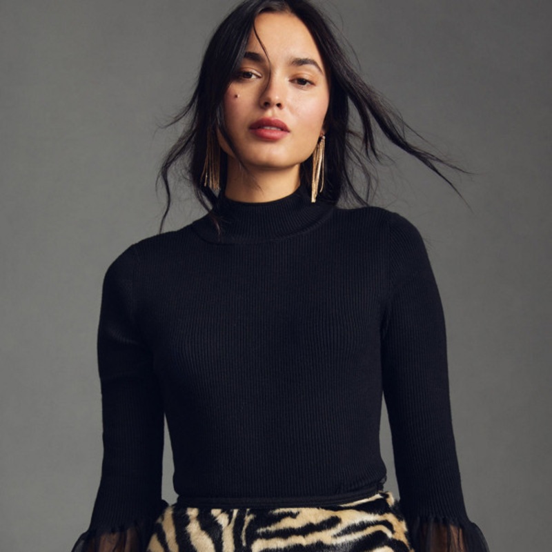 Turtleneck Tulle Sweater