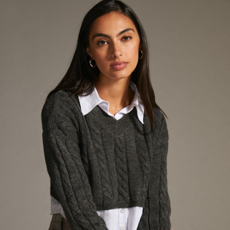 Cable-Knit Twofer Sweater