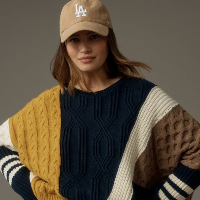 Colorblock Cable Sweater