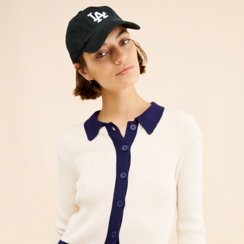 Colorblock Polo Cardigan Sweater