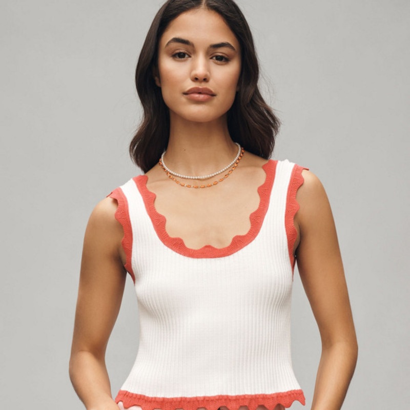 Cropped Scallop Sweater Tank