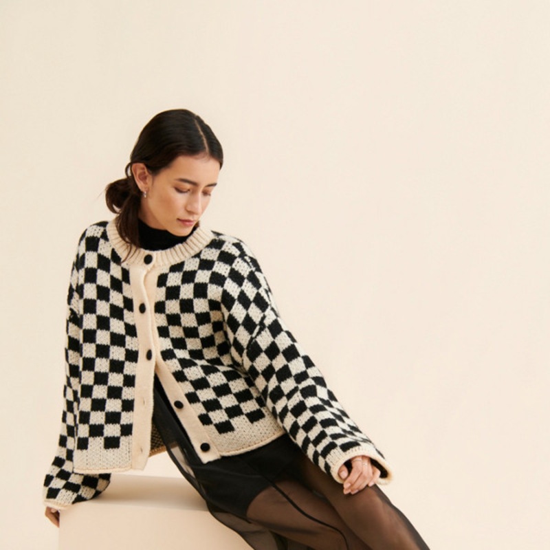 Desert Dreamer Checkerboard Cardigan Sweater