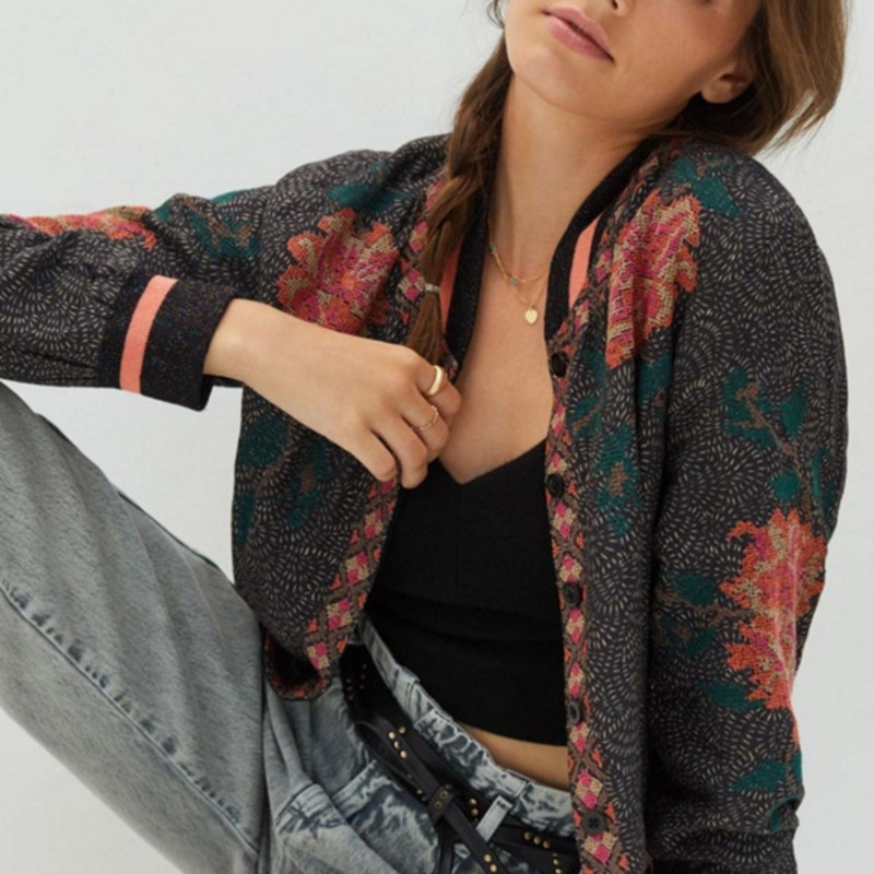 Embroidered Floral Bomber Jacket