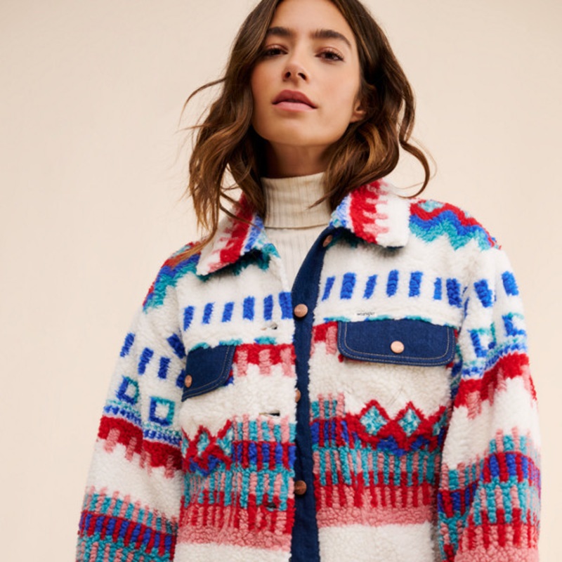 Geometric Sherpa Trucker Jacket