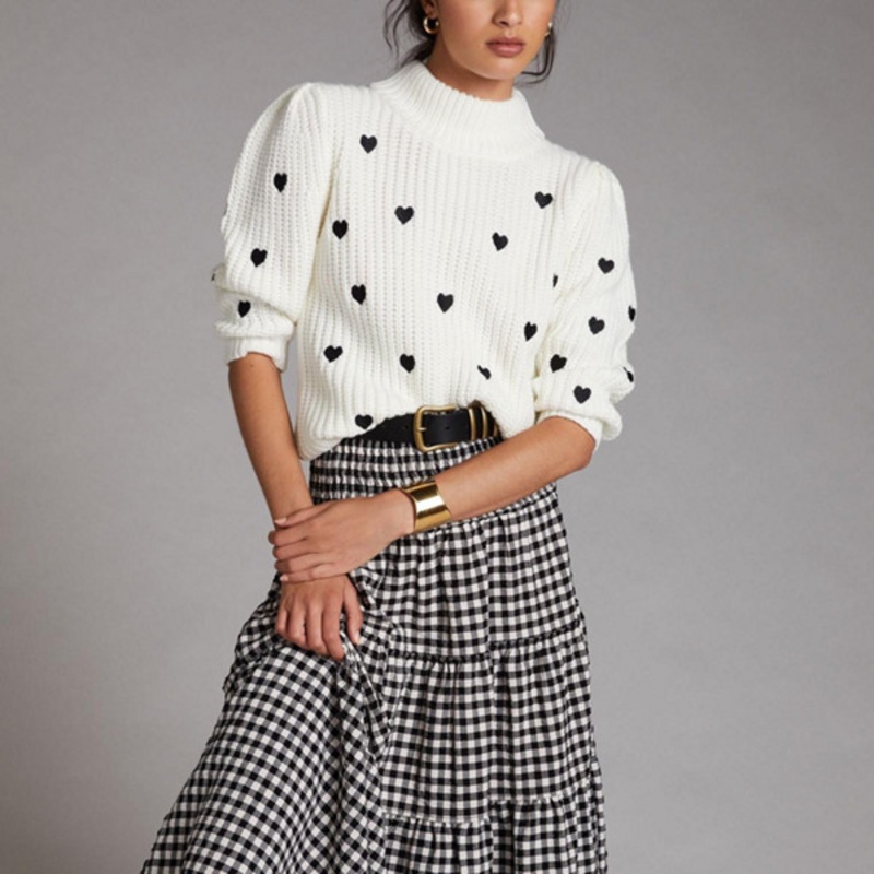 Hearts Mock Neck Sweater Tee