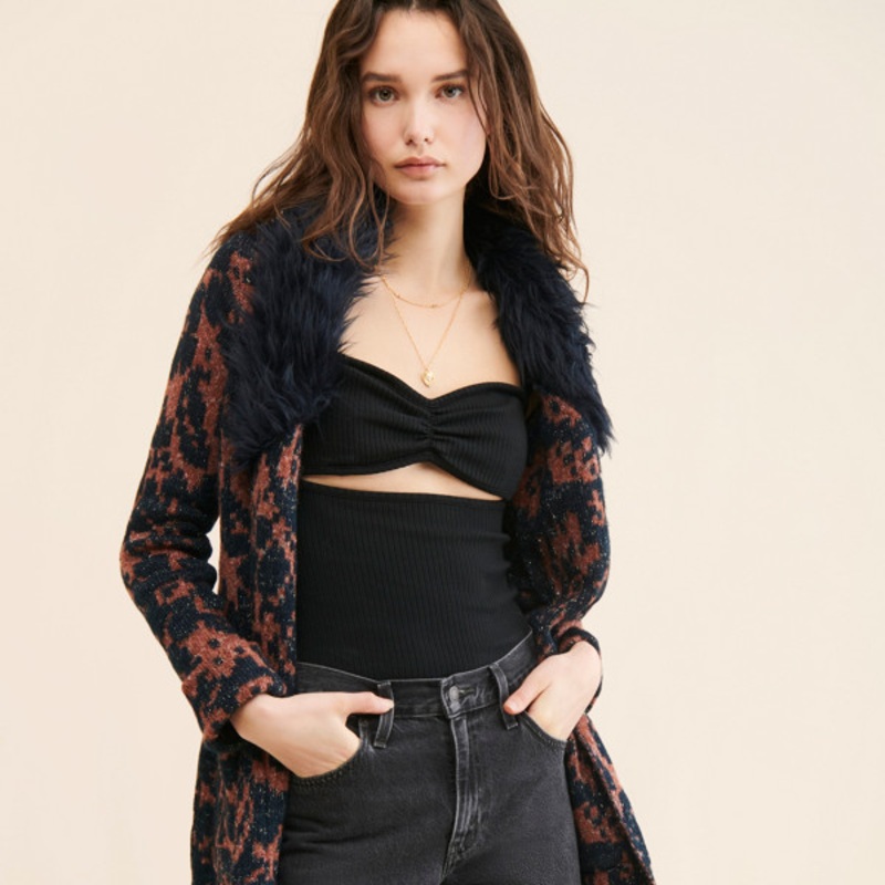 Jacquard Sweater Coat