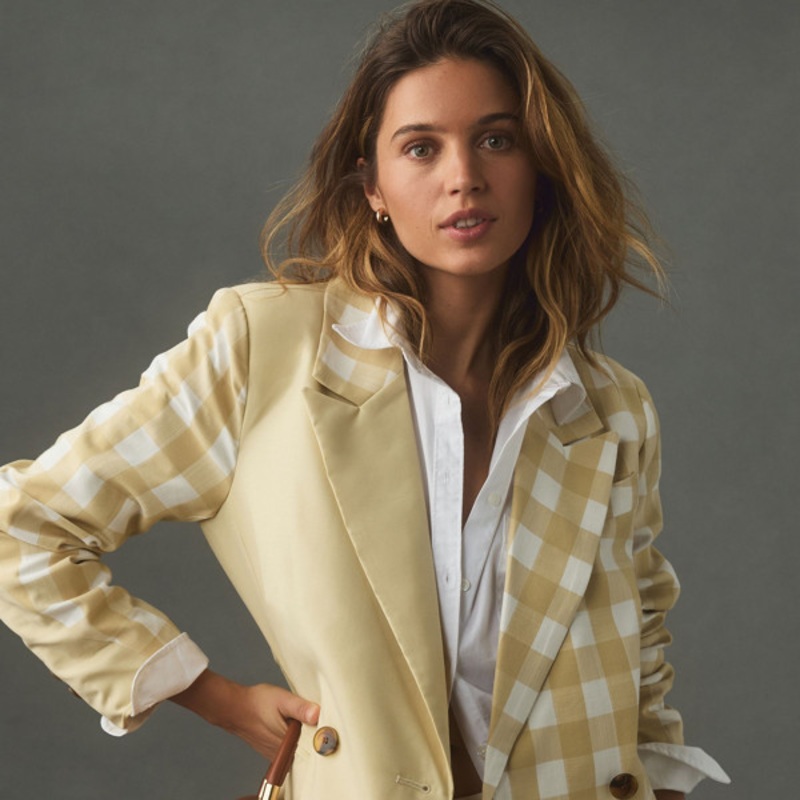 Mixed Gingham Blazer