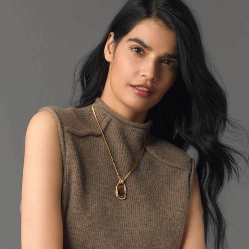 Mock-Neck Cashmere Sweater Vest