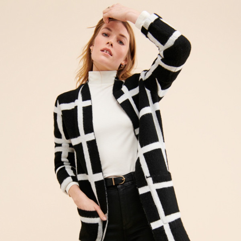 Parker Windowpane Sweater Coat