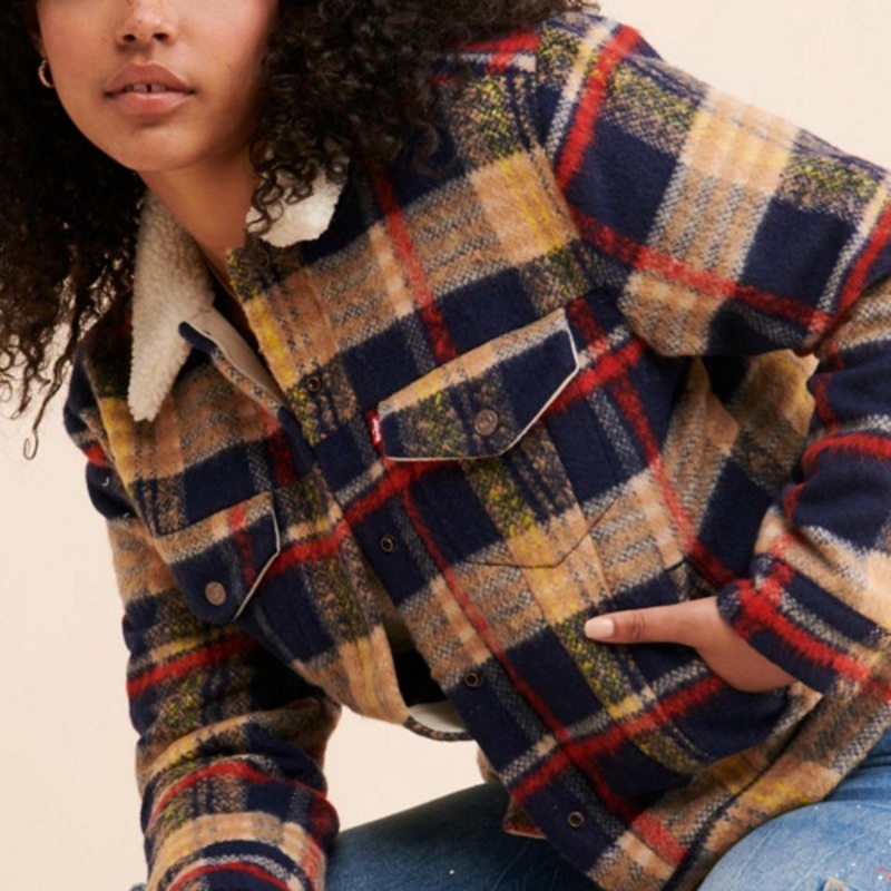 Plaid Wool Trucker Jacket