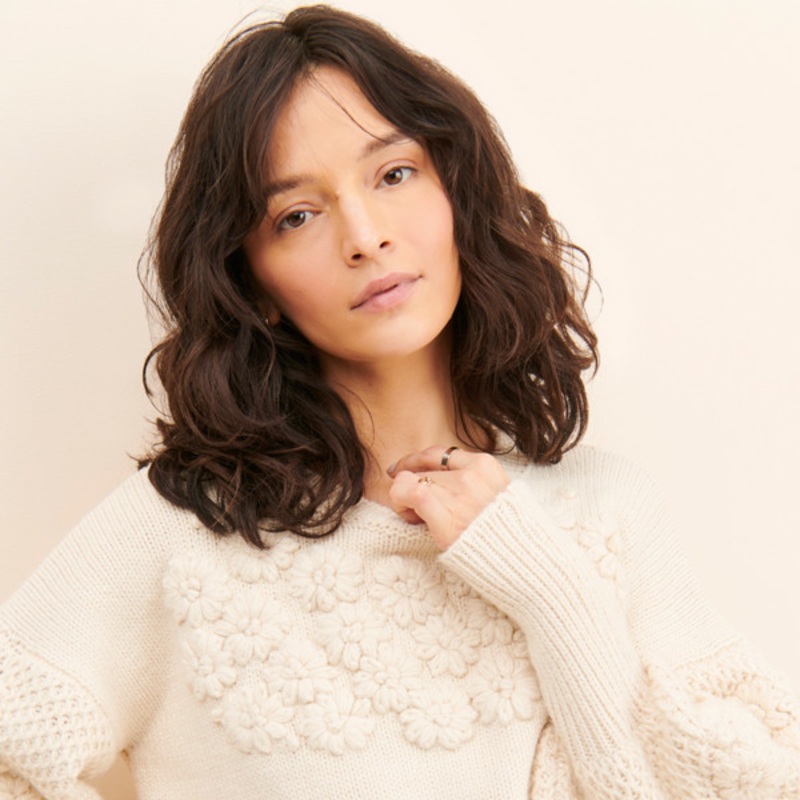 Textured Floral Sweater