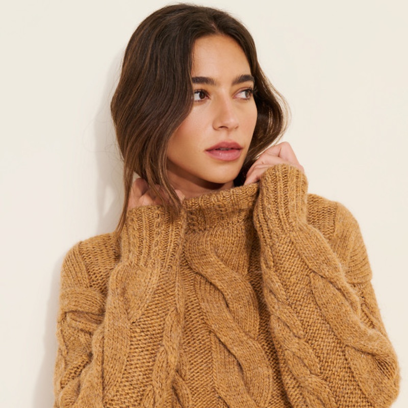 Turtleneck Cable-Knit Sweater