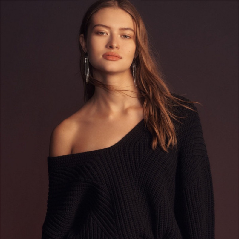 V-Neck Sculptured Pullover Sweater