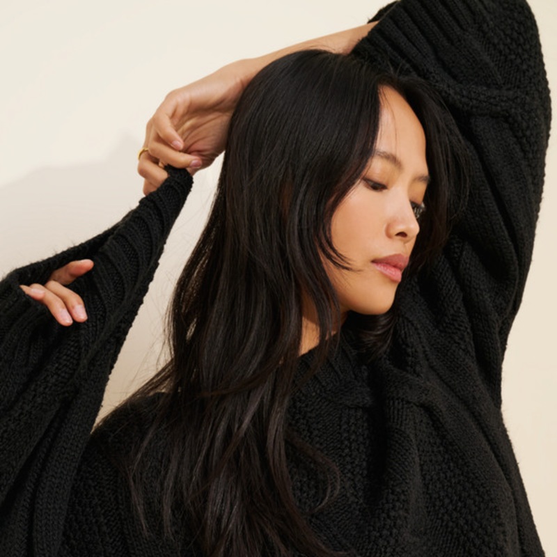 Wide Neck Oversized Cable Knit Sweater