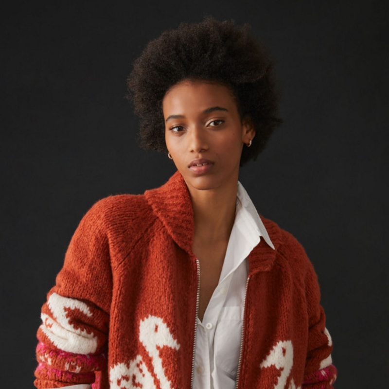 Zip-Front Cardigan Sweater