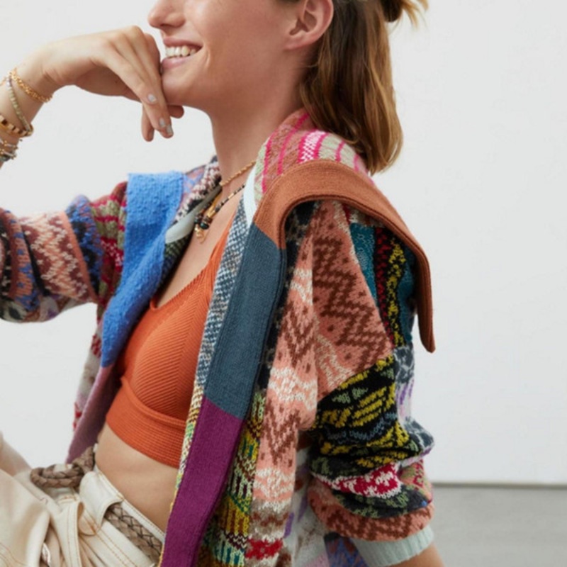 Abstract Patchwork Cardigan