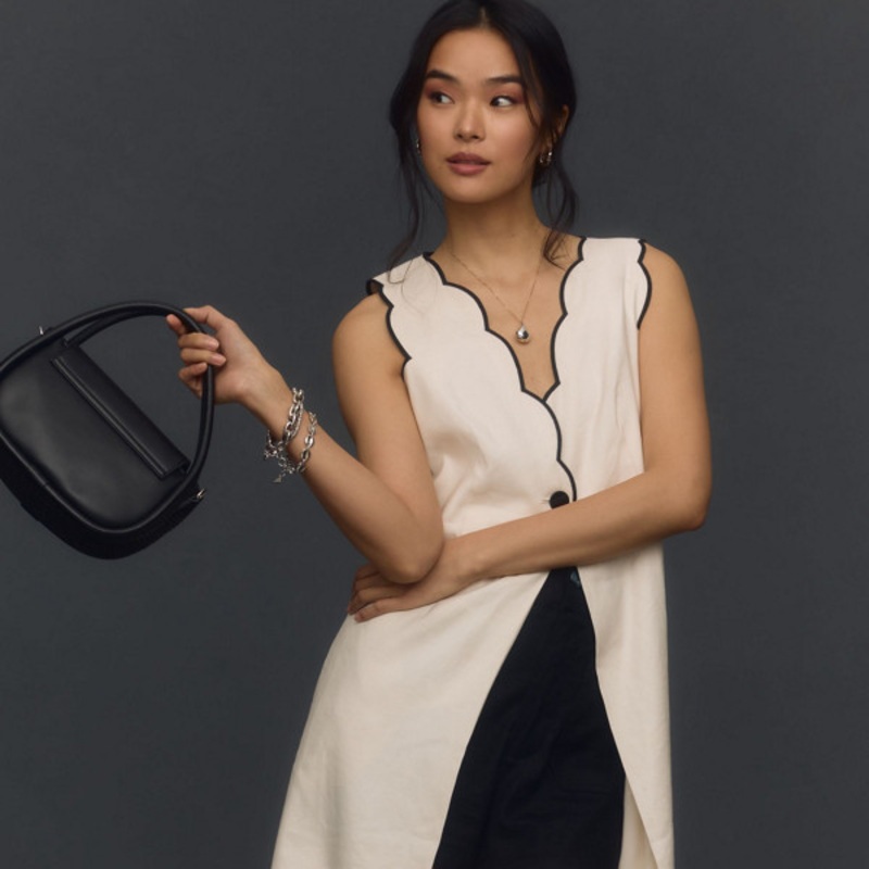 Tipped Linen Longline Vest