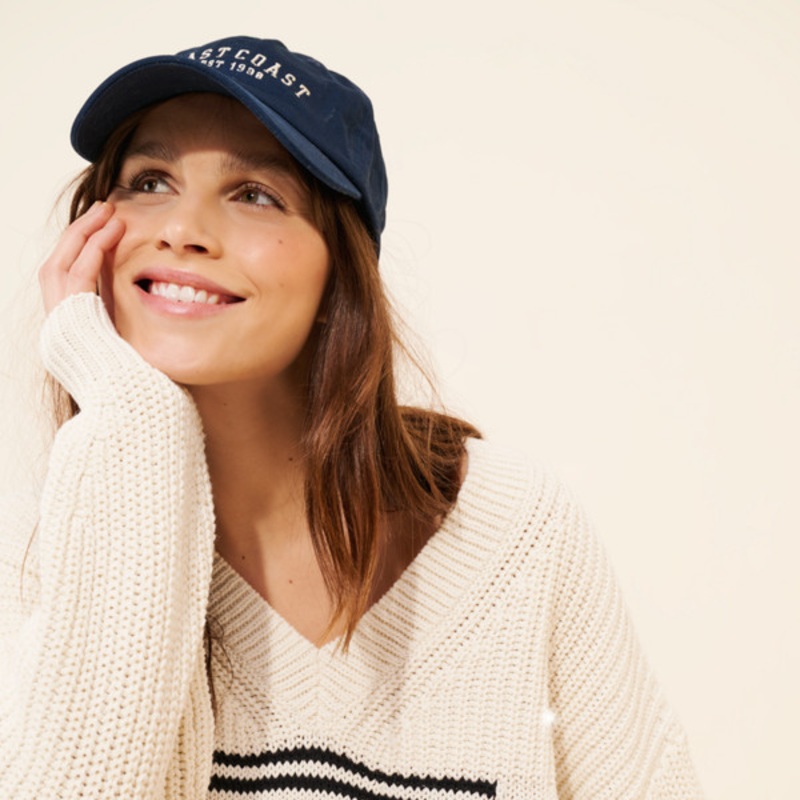 V-Neck Nautical Linen-Blend Sweater