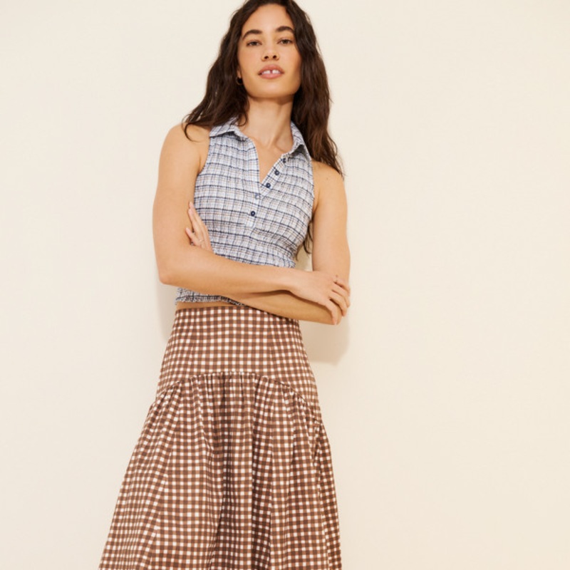Drop-Waist Midi Skirt