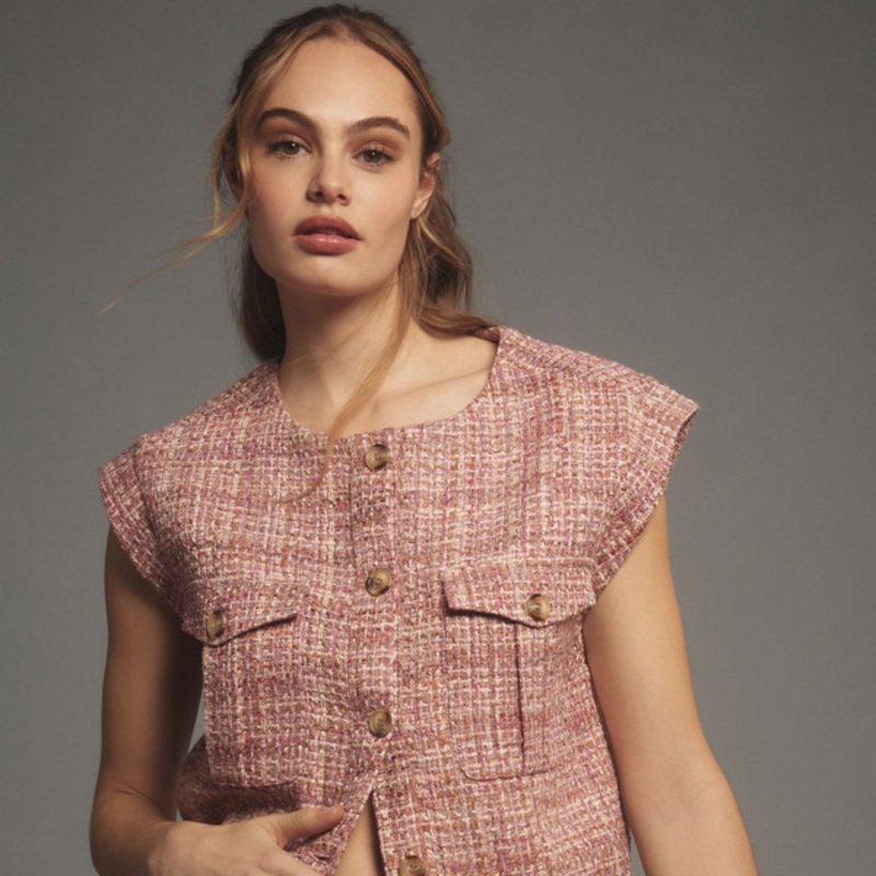 Extended Shoulder Tweed Vest