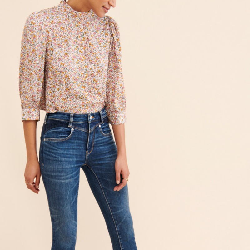 Faux Suede-Trimmed Skinny Jeans