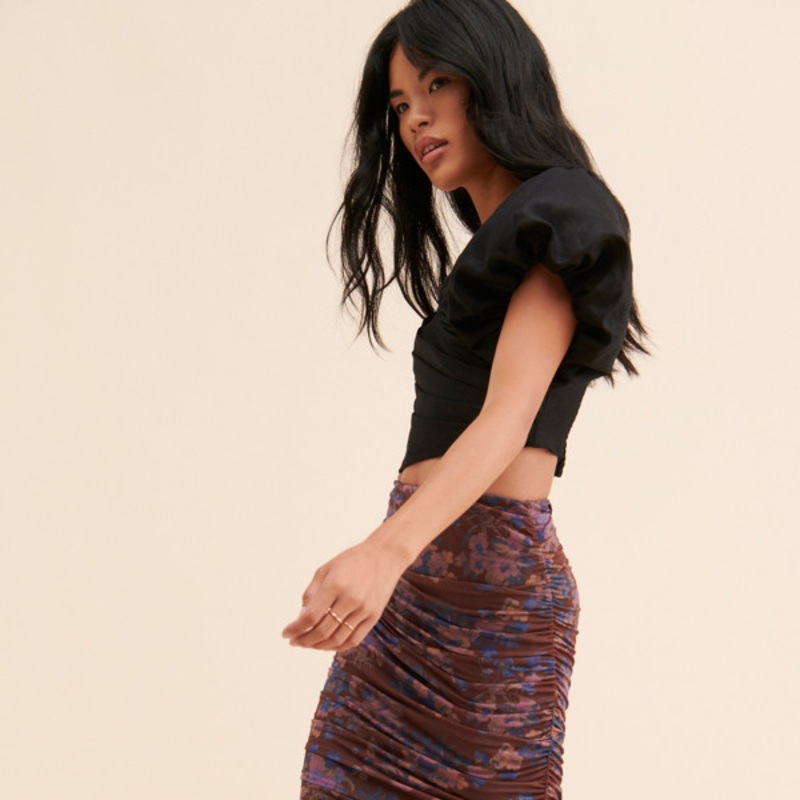 Ruched Mesh Skirt