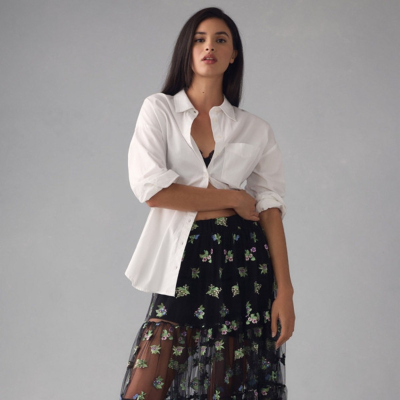 Sheer Embroidered Maxi Skirt