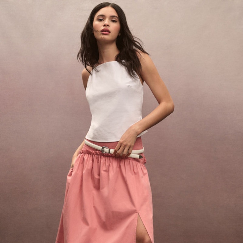 Smocked Yoke Maxi Skirt