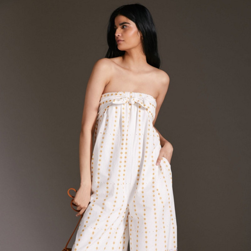Strapless Eyelet Jumpsuit