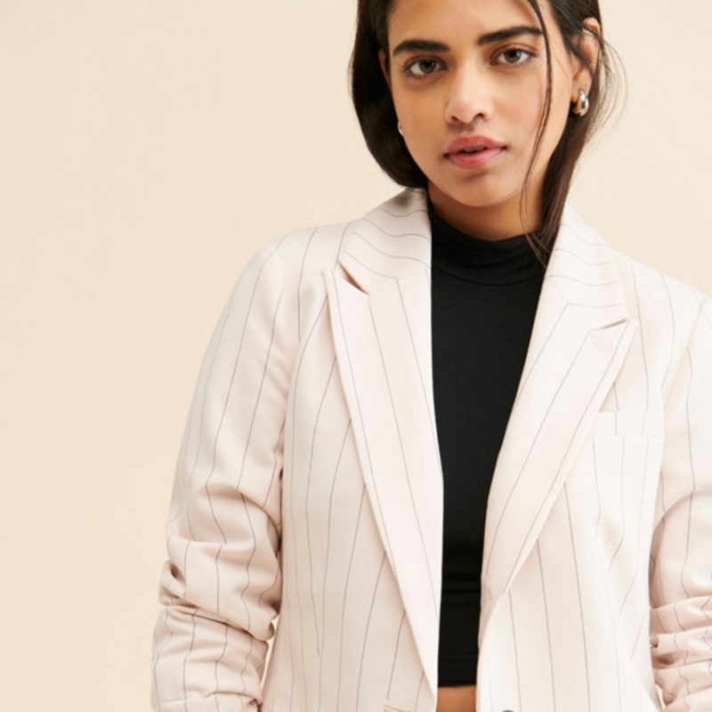 Stripe Roll Sleeve Blazer
