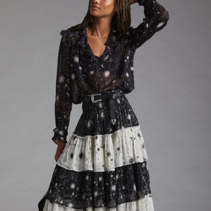 Tiered Space Dust Maxi Skirt