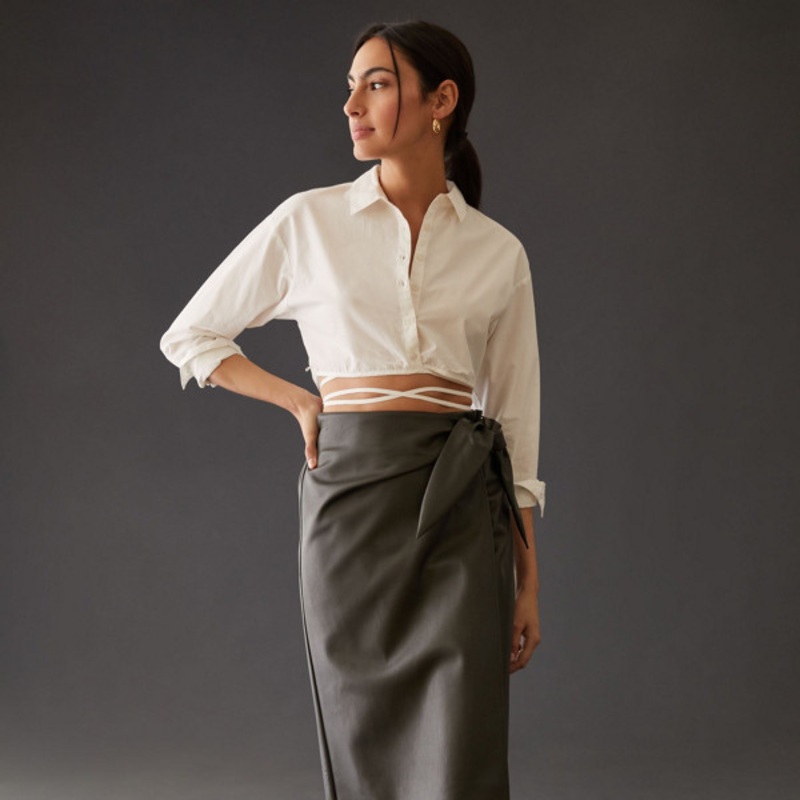 Vegan Leather Wrap Skirt