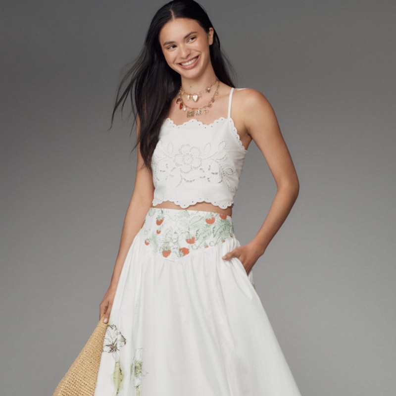 Artist Print Basque Maxi Skirt