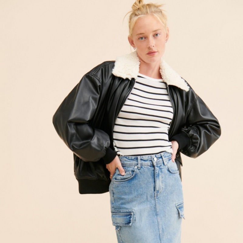 Cargo Denim Midi Skirt