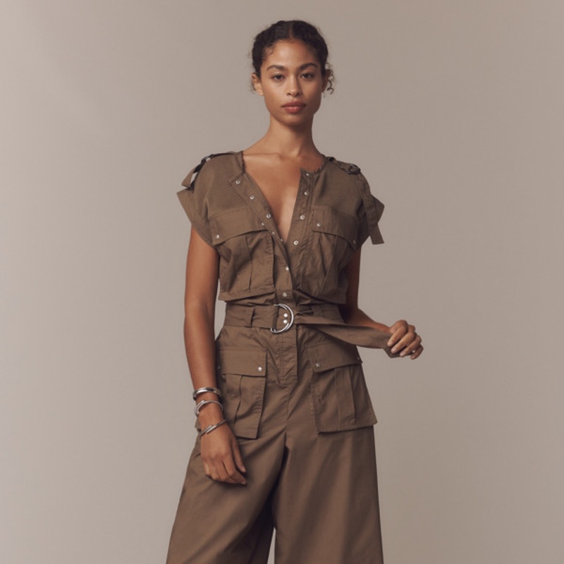 Cropped Safari Jumpsuit