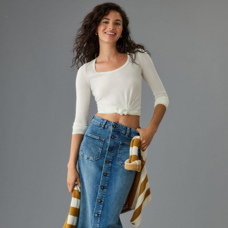 Denim Buttondown Pencil Skirt