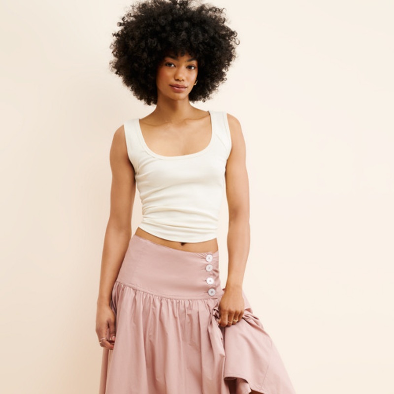 Drop-Waist Wrap Midi Skirt