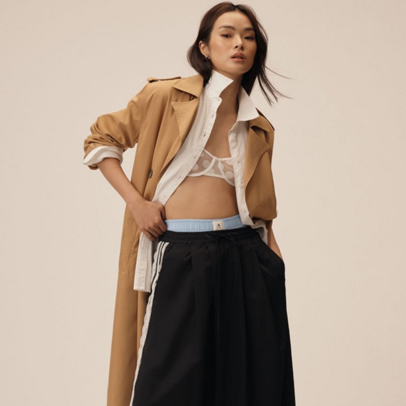 Side Stripe Lace Bubble Maxi Skirt