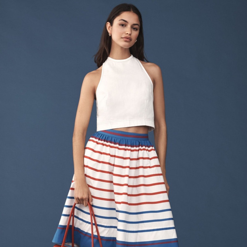 The Jacie Poplin Printed Knee-Length Skirt