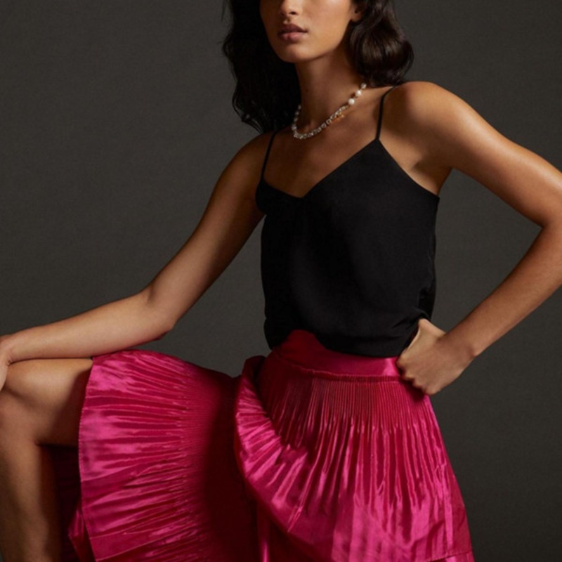 Tiered Pintucked Maxi Skirt