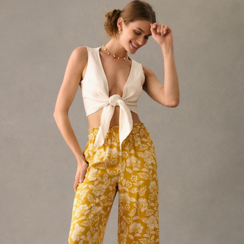 Wide-Leg Pull-On Pants