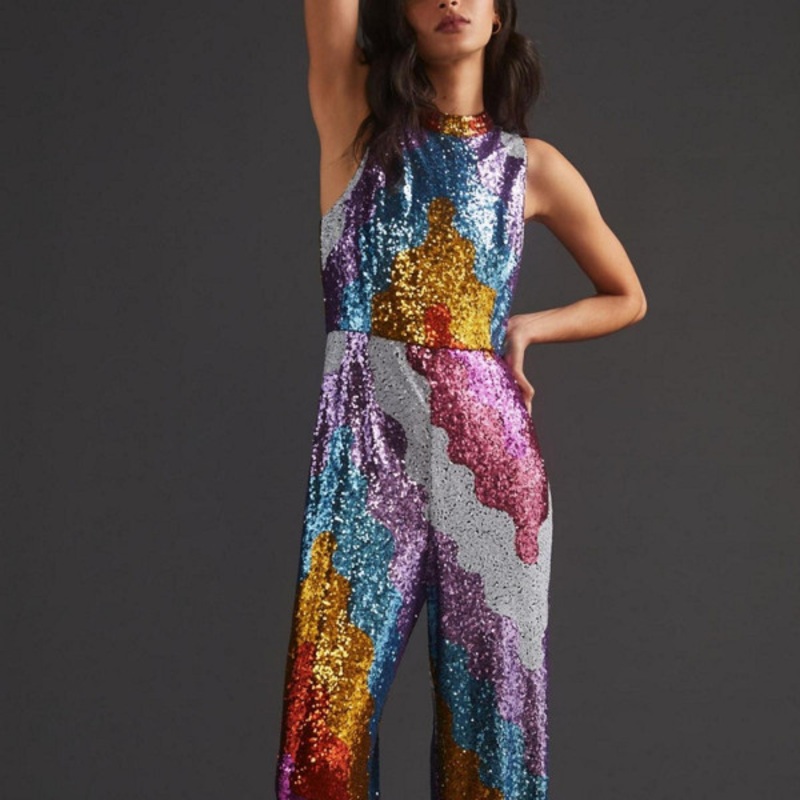 Abstract Sequined Jumpsuit
