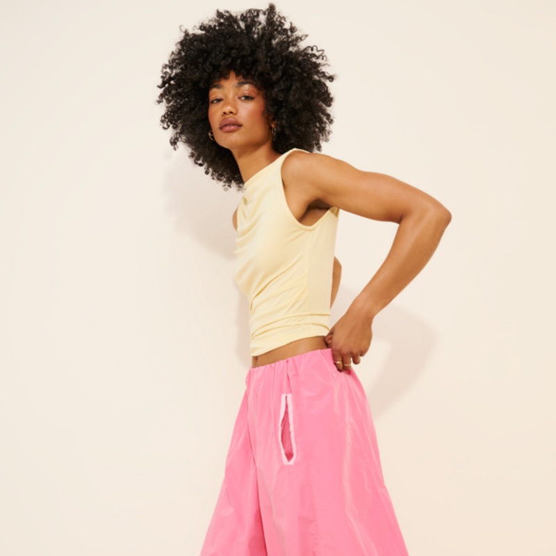 Bubble-Leg High-Rise Chino Pants