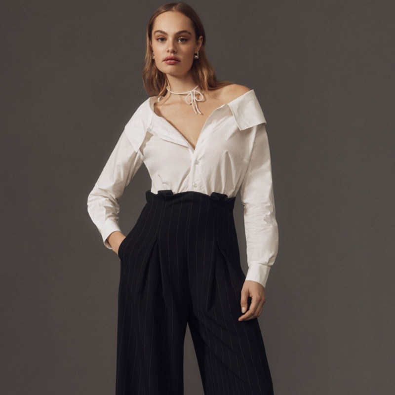Corseted Shirting Twofer Jumpsuit