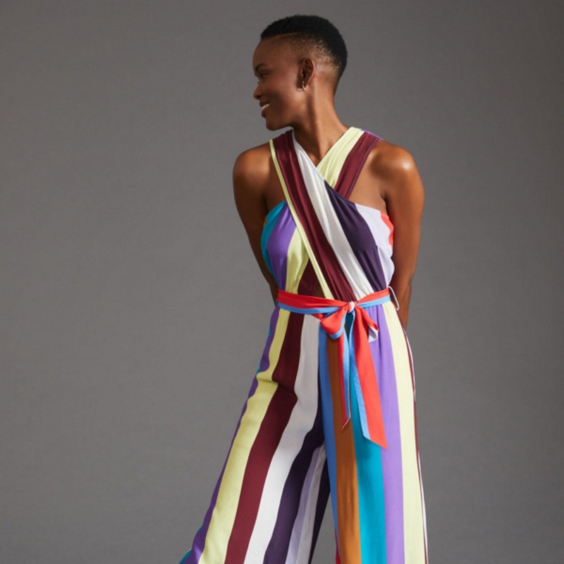 Criss-Cross Striped Jumpsuit
