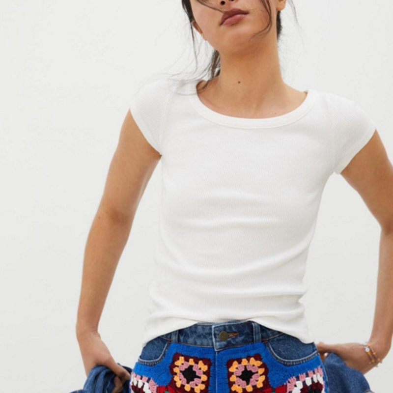 Crochet High-Rise Denim Shorts