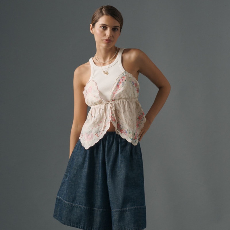 Denim Pull-On Skirty Shorts