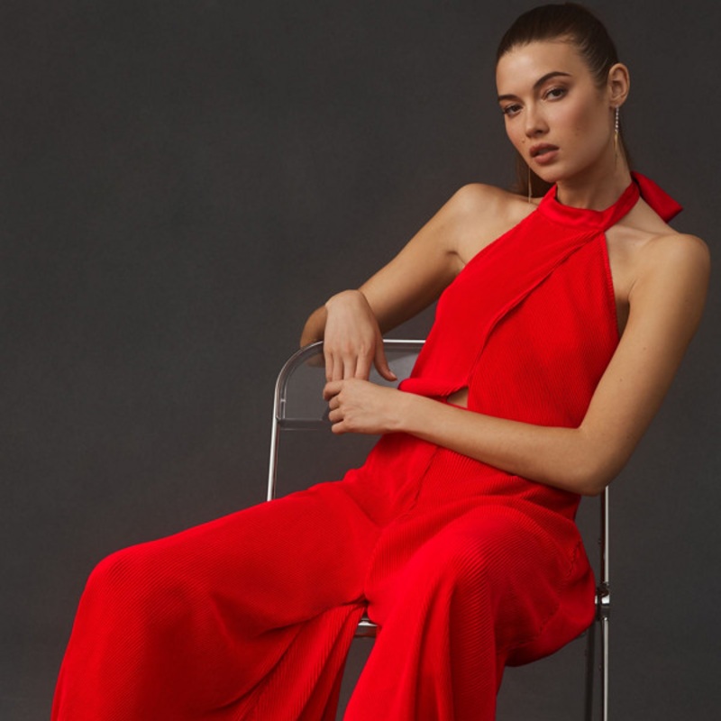 Plisse Halter Jumpsuit