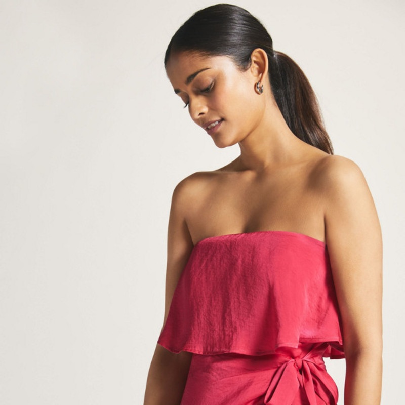 Strapless Tie Front Romper