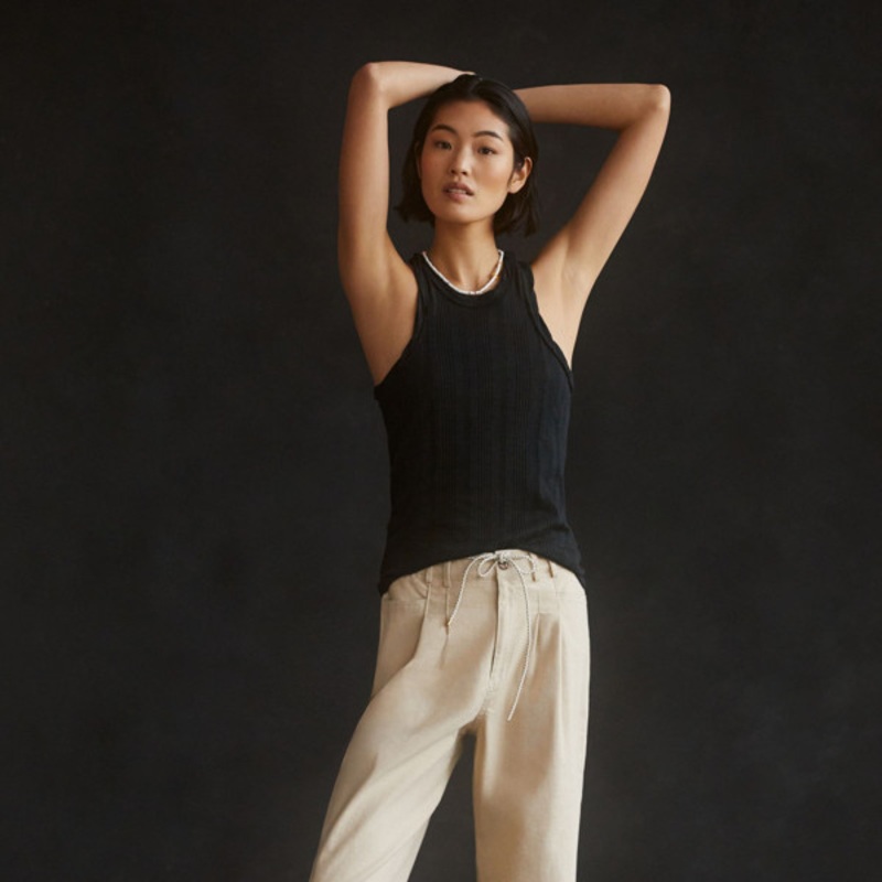 Wide-Leg Pleated Trousers